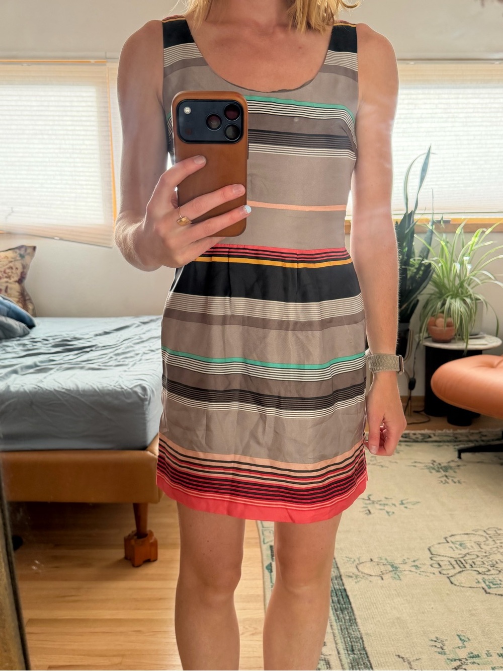 Banana Republic Colorful Striped Silk Dress